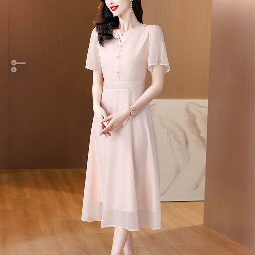 秋服 レディース ファッション オシャレ カワイイ シンプル 大人カワイイ 大きいサイズ フレンチ シフォンピンク 秋 ウエスト スリム Aライン ロング スカート 半袖 Vネック 秋服 レディース ファッション オシャレ カワイイ シンプル 大人カワイイ 大きいサイズ フレンチ シフォンピンク 秋 ウエスト スリム Aライン ロング スカート 半袖 Vネック