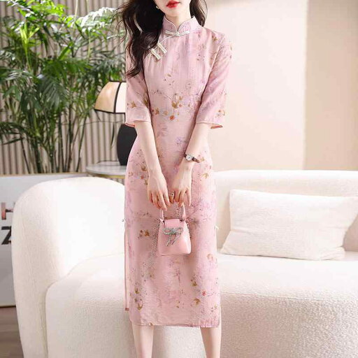 秋服 レディース ファッション オシャレ カワイイ シンプル 大人カワイイ 大きいサイズ チャイナ ドレス 秋 スタイル プレート ボタン スタンドカラー ミドル丈 スカート スリム ピンク 秋服 レディース ファッション オシャレ カワイイ シンプル 大人カワイイ 大きいサイズ チャイナ ドレス 秋 スタイル プレート ボタン スタンドカラー ミドル丈 スカート スリム ピンク