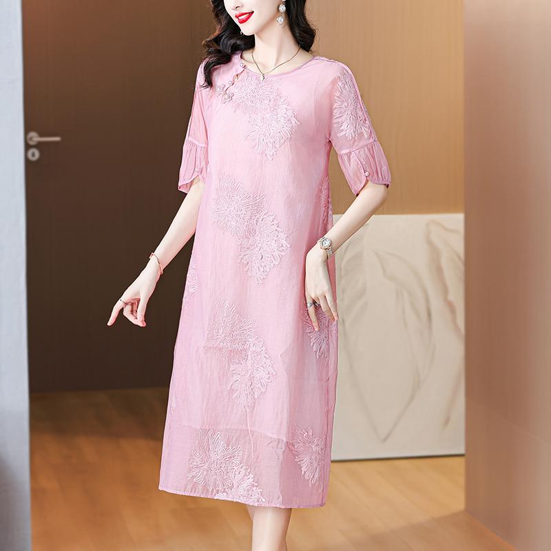 收集家用品服飾 - 秋服 レディース ファッション オシャレ カワイイ シンプル 大人カワイイ 大きいサイズ サマー ドレス 半袖 秋 ゆったり スリム ミドル丈 スカート
