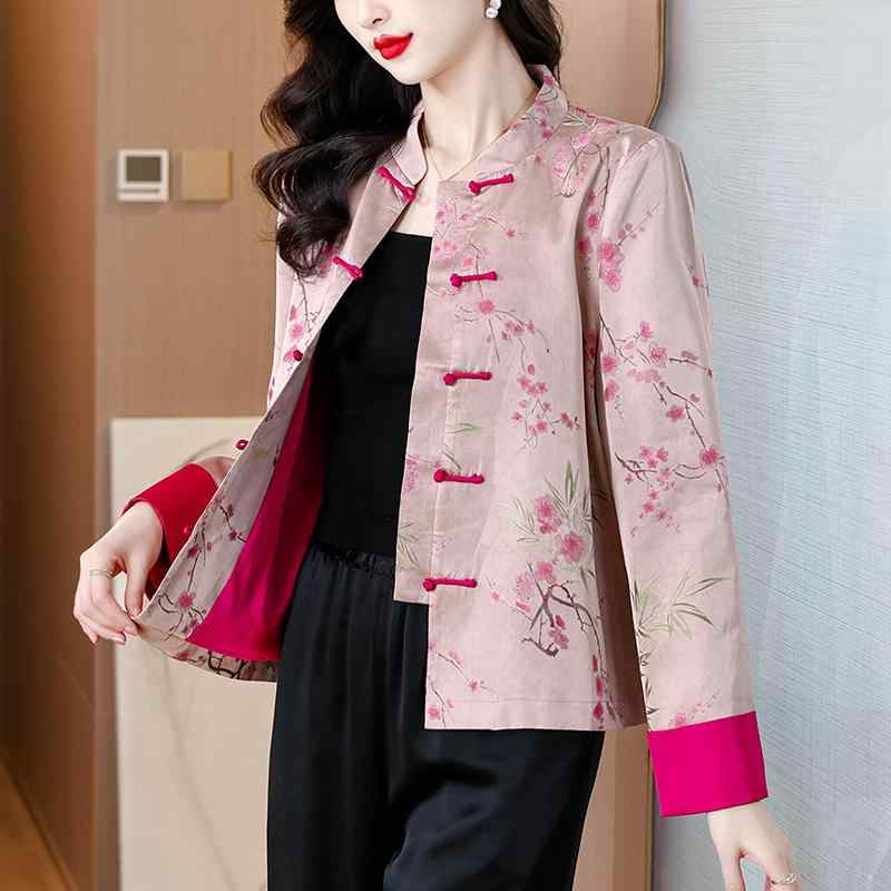 秋服 レディース ファッション オシャレ カワイイ シンプル 大人カワイイ 大きいサイズ レトロ ジャカード ジャケット 秋 トップス