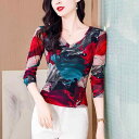 秋服 レディース ファッション オシャレ カワイイ シンプル 大人カワイイ 大きいサイズ 秋服 レトロ プリント 長袖 T シャツ 秋 インナー レイヤリング スリム トップス