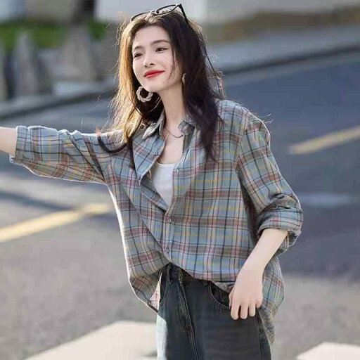 秋服 レディース ファッション オシャレ カワイイ シンプル 大人カワイイ 大きいサイズ レトロ スタイル ブルー チェック柄 シャツ クラシック トップス コート 秋 秋服 レディース ファッション オシャレ カワイイ シンプル 大人カワイイ 大きいサイズ レトロ スタイル ブルー チェック柄 シャツ クラシック トップス コート 秋