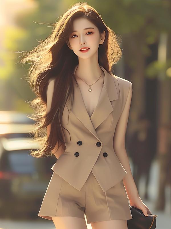 秋服 レディース ファッション オシャレ カワイイ シンプル 大人カワイイ 大きいサイズ 秋服 フレグランス カーキ スーツ スタイル ベスト スカート