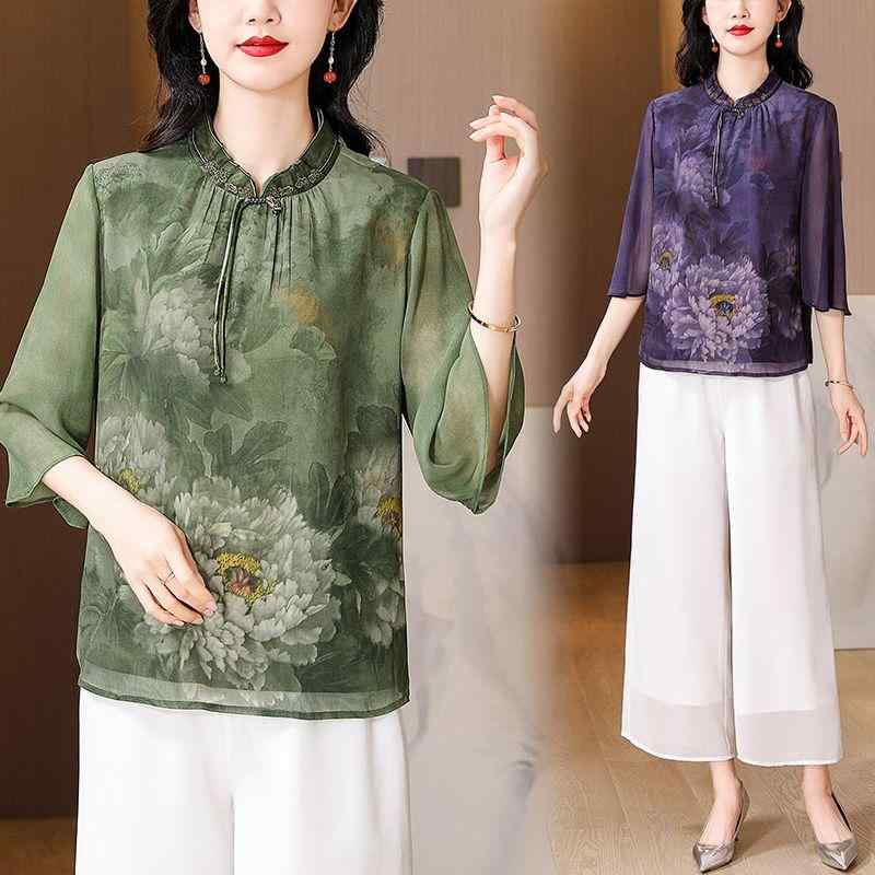 秋服 レディース ファッション オシャレ カワイイ シンプル 大人カワイイ 大きいサイズ 秋 チャイナ ドレス エスニック トップス ハイエンド シャツ