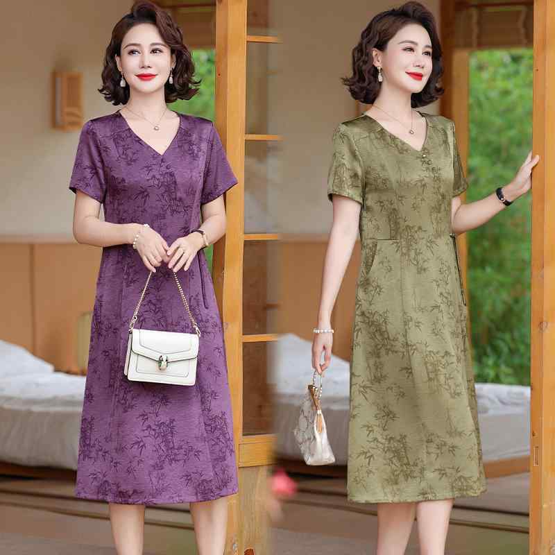 秋服 レディース ファッション オシャレ カワイイ シンプル 大人カワイイ 大きいサイズ 秋 ドレス スタイル 半袖 ミドル丈 スカート