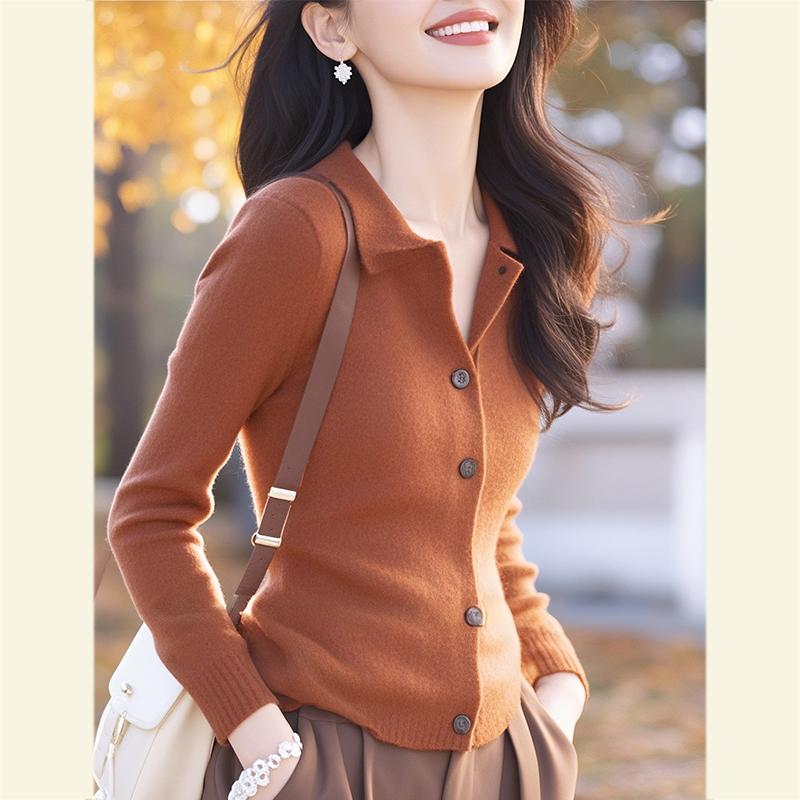 Unisex Casual Wear - 秋服 レディース ファッション オシャレ カワイイ シンプル 大人カワイイ 大きいサイズ 秋 トップス スタイル 茶色 ニット セーター