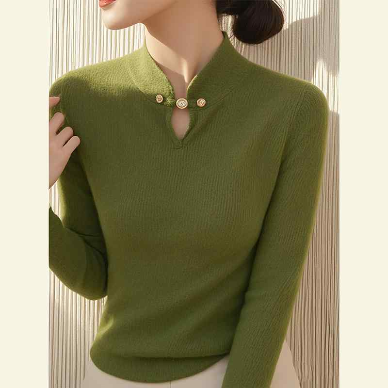 秋服 レディース ファッション オシャレ カワイイ シンプル 大人カワイイ 大きいサイズ 秋 スタイル ハイエンド スリム グリーン セーター