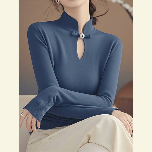秋服 レディース ファッション オシャレ カワイイ シンプル 大人カワイイ 大きいサイズ 秋 ボタン アップ トップス ハイエンド ブルー セーター 秋服 レディース ファッション オシャレ カワイイ シンプル 大人カワイイ 大きいサイズ 秋 ボタン アップ トップス ハイエンド ブルー セーター
