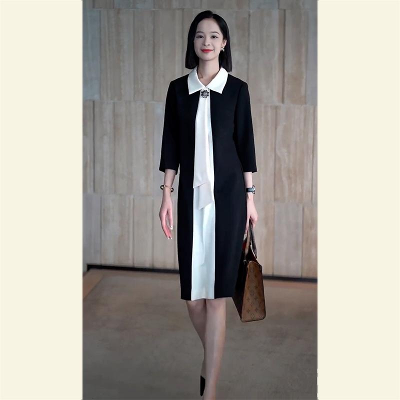秋服 レディース ファッション オシャレ カワイイ シンプル 大人カワイイ 大きいサイズ 秋 フォーマル ハイエンド ブラック ドレス
