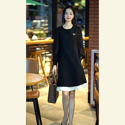 秋服 レディース ファッション オシャレ カワイイ シンプル 大人カワイイ 大きいサイズ フレンチスタイル ハイエンド シンプル エレガント ブラック ドレス 秋 秋服 レディース ファッション オシャレ カワイイ シンプル 大人カワイイ 大きいサイズ フレンチスタイル ハイエンド シンプル エレガント ブラック ドレス 秋