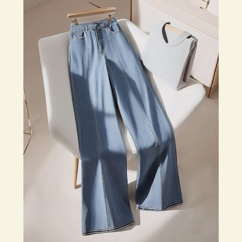 秋服 レディース ファッション オシャレ カワイイ シンプル 大人カワイイ 大きいサイズ 秋 ハイウエスト スリム ナロー ストレート レッグ カジュアル ブルー ジーンズ