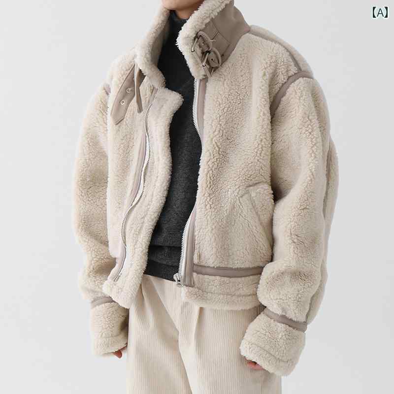 秋冬 メンズ 服 シンプル ファッション オシャレ 大人 かっこいい 大きいサイズ ストリート 紳士服 冬 ラムウール ジャケット 厚手 コットン ジャケット 韓国スタイル ソリッドカラー スタンドカラー フリース