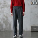 秋冬 メンズ 服 シンプル ファッション オシャレ 大人 かっこいい 大きいサイズ ストリート 紳士服 グレー スーツ パンツ ストレート ワイド レッグ ドロップ 九分丈 カジュアル 韓国スタイル