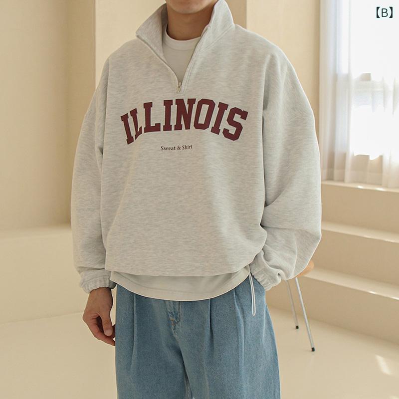 秋冬 メンズ 服 シンプル ファッション オシャレ 大人 かっこいい 大きいサイズ ストリート 紳士服 韓国スタイル スタンドカラー スウェット シャツ ゆったり レター プリント カジュアル トップス ジャケット