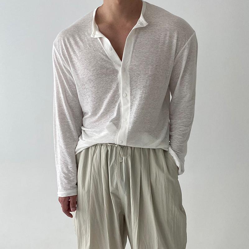 秋冬 メンズ 服 シンプル ファッション オシャレ 大人 かっこいい 大きいサイズ ストリート 紳士服 薄手 長袖 T シャツ 春秋 ラウンドネック カーディガン カジュアル 無地 ハイエンド トップス(4.0)