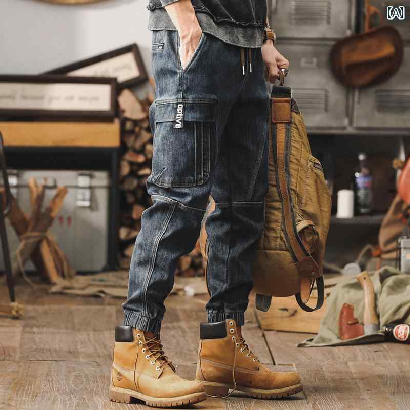 秋冬 メンズ 服 シンプル ファッション オシャレ 大人 かっこいい 大きいサイズ ストリート 紳士服 アメリカン レトロ 秋 ジーンズ ストレート カーゴ パンツ 春　秋 カジュアル