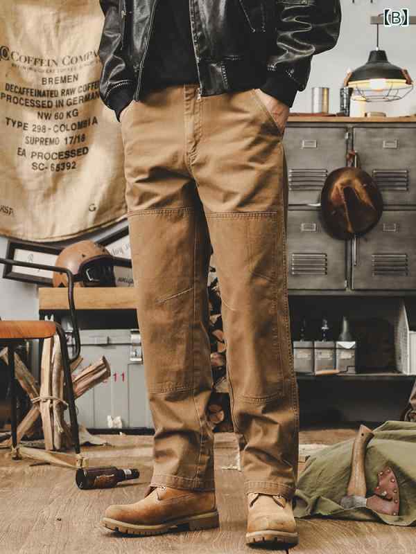 秋冬 メンズ 服 シンプル ファッション オシャレ 大人 かっこいい 大きいサイズ ストリート 紳士服 アメリカン レトロ ブラック ワークパンツ 秋 ストレート カジュアル パンツ