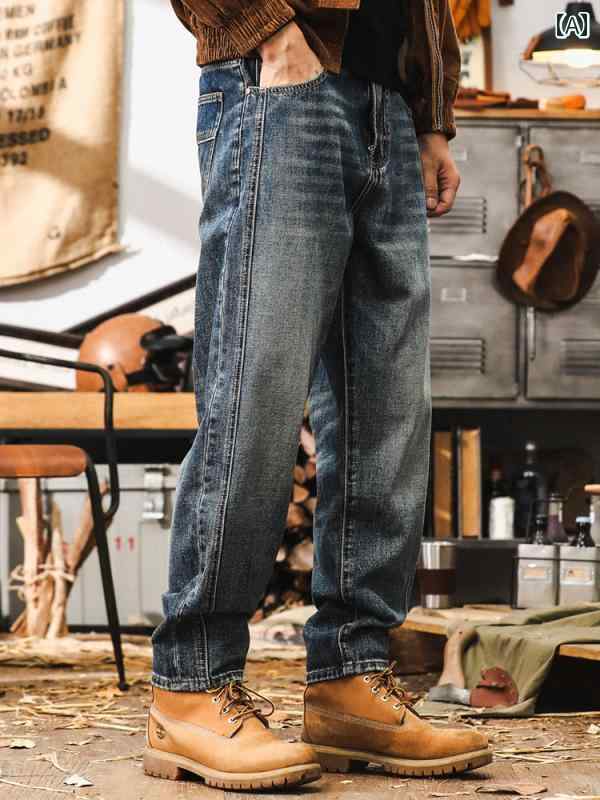 秋冬 メンズ 服 シンプル ファッション オシャレ 大人 かっこいい 大きいサイズ ストリート 紳士服 アメリカン クラシック レトロ ジーンズ 秋 シンプル カジュアル パンツ