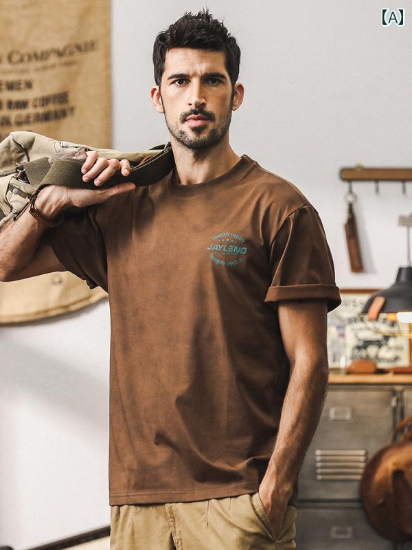 秋冬 メンズ 服 シンプル ファッション オシャレ 大人 かっこいい 大きいサイズ ストリート 紳士服 半袖 アメリカン T シャツ カジュアル トップス 秋