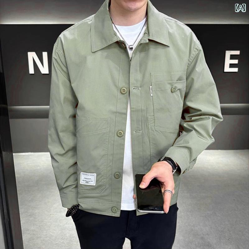 秋冬 メンズ 服 シンプル ファッション オシャレ 大人 かっこいい 大きいサイズ ストリート 紳士服 ジャケット 春秋 韓国スタイル スリム 快適 ワーク ジャケット