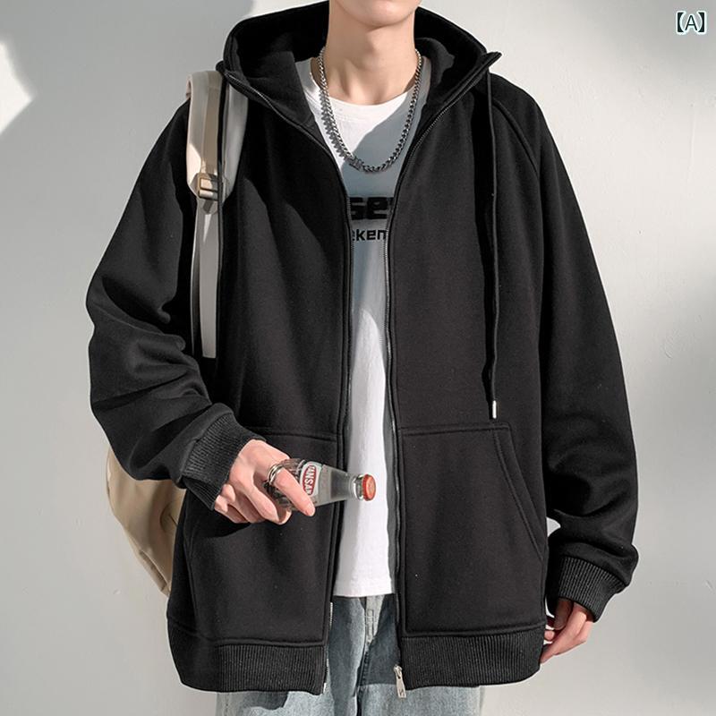 秋冬 メンズ 服 シンプル ファッション オシャレ 大人 かっこいい 大きいサイズ ストリート 紳士服 アメリカン カーディガン フード付き スウェット シャツ 春秋 スポーツ トップス カジュアル ジャケット