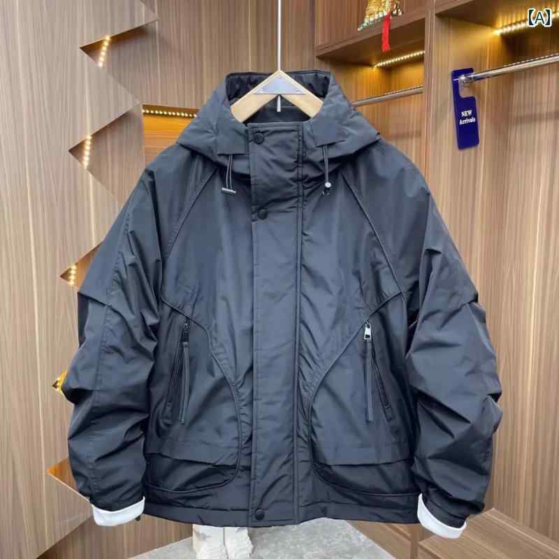 秋冬 メンズ 服 シンプル ファッション オシャレ 大人 かっこいい 大きいサイズ ストリート 紳士服 秋 ワークウェア カジュアル ジャケット アウトドア フード付き