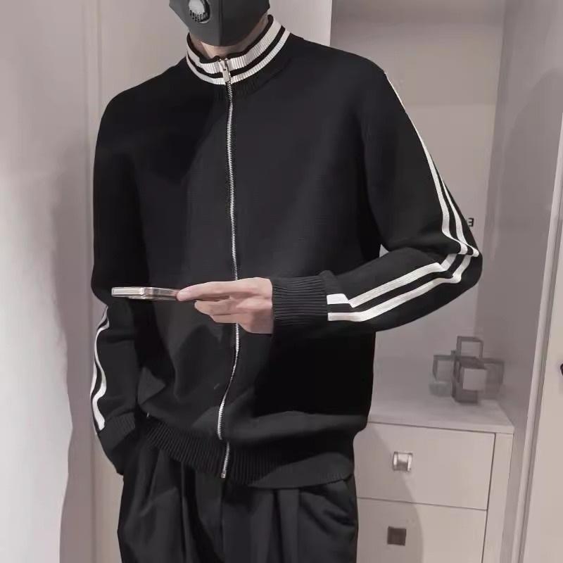 秋冬 メンズ 服 シンプル ファッション オシャレ 大人 かっこいい 大きいサイズ ストリート 紳士服 韓国スタイル ストライプ カーディガン セーター ジャケット カジュアル
