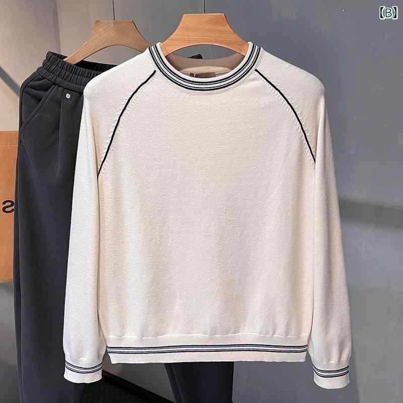 秋冬 メンズ 服 シンプル ファッション オシャレ 大人 かっこいい 大きいサイズ ストリート 紳士服 秋冬 韓国スタイル セーター ラウンドネック 無地 長袖 シャツ