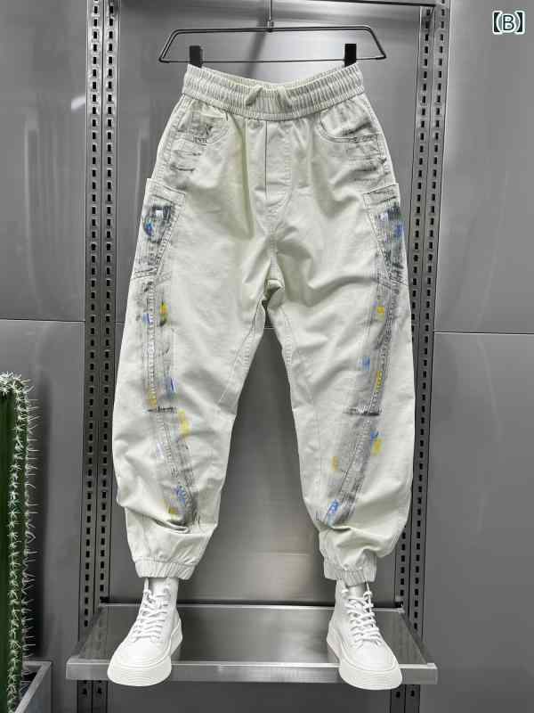 秋冬 メンズ 服 シンプル ファッション オシャレ 大人 かっこいい 大きいサイズ ストリート 紳士服 秋冬 ブルーグラデーション プリント パンツ 快適 ズボン カジュアル