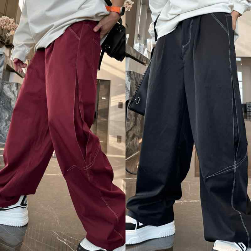 秋冬 メンズ 服 シンプル ファッション オシャレ 大人 かっこいい 大きいサイズ ストリート 紳士服 秋冬 カジュアル ワイド レッグ パンツ 韓国スタイル トップス テッチ ストレート