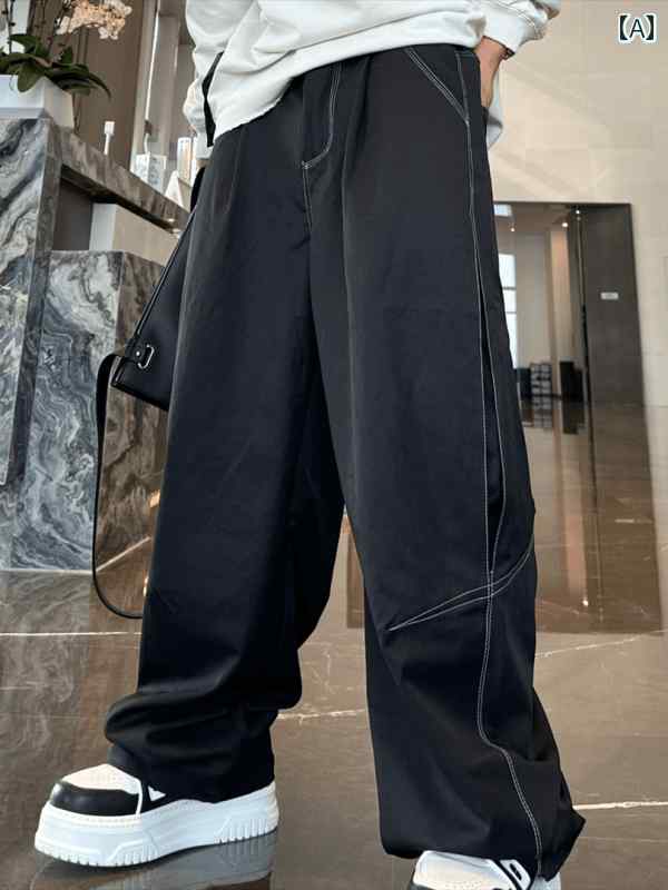 秋冬 メンズ 服 シンプル ファッション オシャレ 大人 かっこいい 大きいサイズ ストリート 紳士服 秋冬 カジュアル ワイド レッグ パンツ 韓国スタイル トップス テッチ ストレート