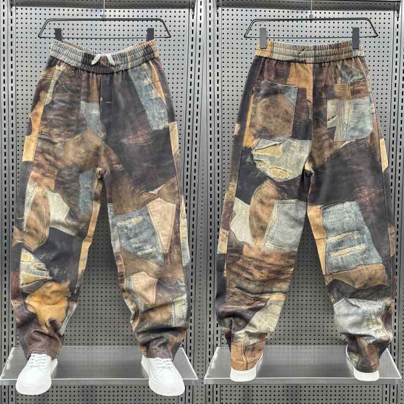 秋冬 メンズ 服 シンプル ファッション オシャレ 大人 かっこいい 大きいサイズ ストリート 紳士服 秋 カラー ストレート パンツ ジャカード レトロ カジュアル(4)