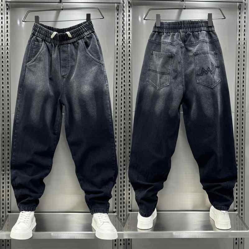 秋 ウォッシュ ジーンズ 韓国スタイル グラデーション ストレート パンツ スピリチュアル カジュアル