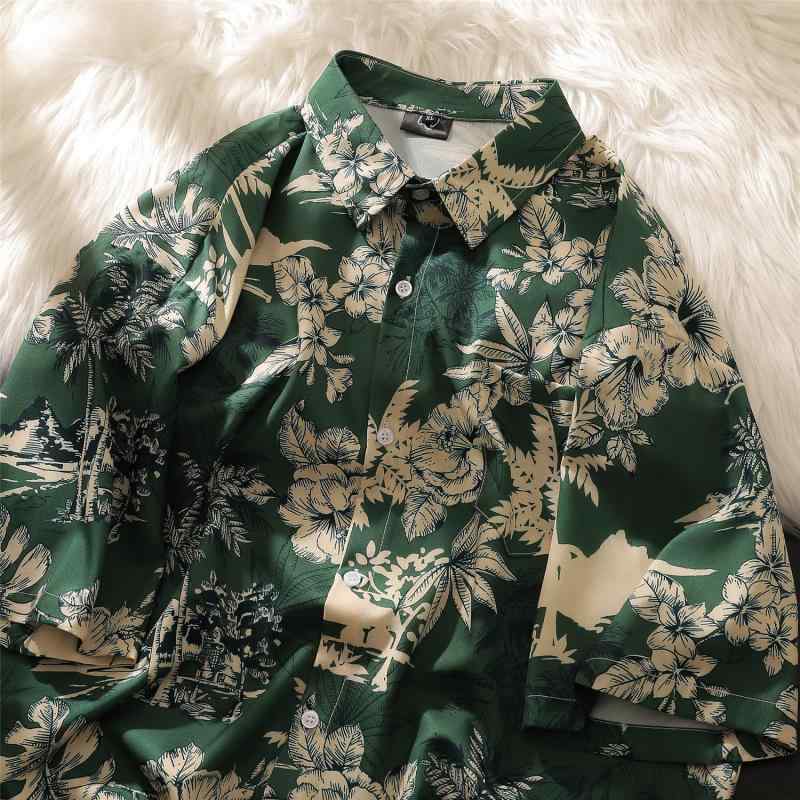秋冬 メンズ 服 シンプル ファッション オシャレ 大人 かっこいい 大きいサイズ ストリート 紳士服 タイ 旅行 花柄 シャツ 半袖 秋 海辺 バカンス バケーション 服のサムネイル