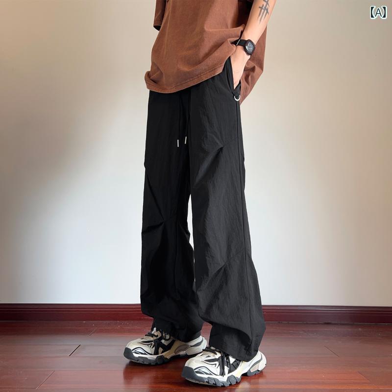 秋冬 メンズ 服 シンプル ファッション オシャレ 大人 かっこいい 大きいサイズ ストリート 紳士服 秋 薄手 カーゴ アメリカン 速乾 ワイド レッグ パンツ ストレート カジュアル