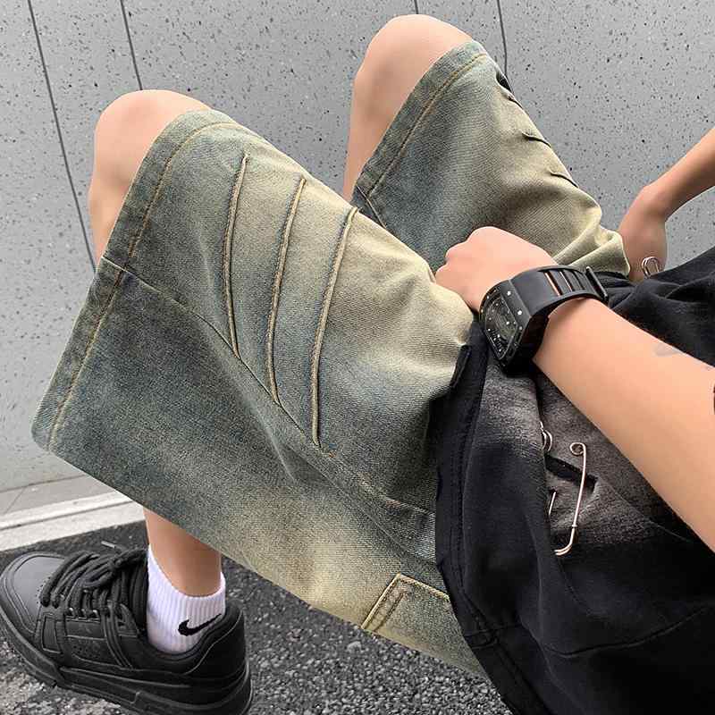 秋冬 メンズ 服 シンプル ファッション オシャレ 大人 かっこいい 大きいサイズ ストリート 紳士服 レトロ ウォッシュ加工 デニムパンツ ベルト アメリカン ストリート ミドル パンツ 秋