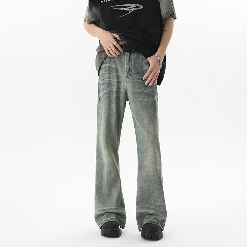 秋冬 メンズ 服 シンプル ファッション オシャレ 大人 かっこいい 大きいサイズ ストリート 紳士服 アメリカン ブーツ カット ジーンズ 秋 ストレッチ スリム ストリート ストレート パンツ カジュアル