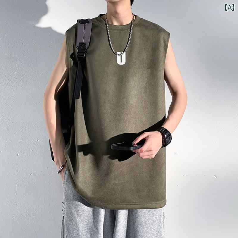 秋冬 メンズ 服 シンプル ファッション オシャレ 大人 かっこいい 大きいサイズ ストリート 紳士服 スエード ベスト 秋 ノースリーブ T シャツ アメカジ ストリート カジュアル カット スリーブ トップス インナー