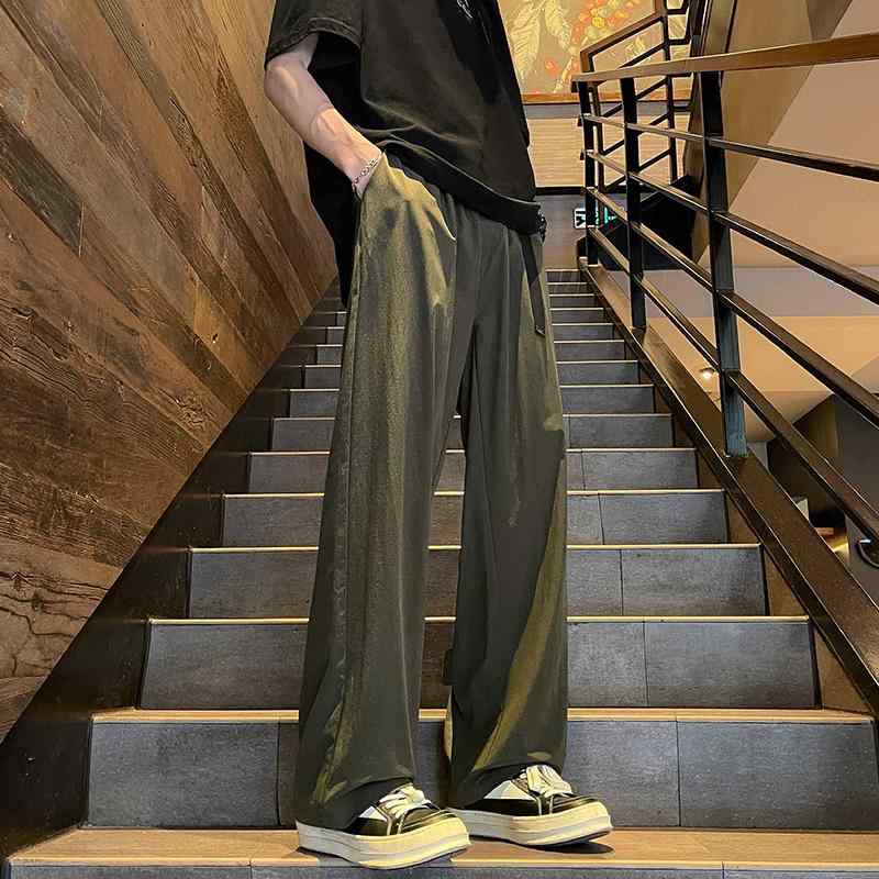 秋冬 メンズ 服 シンプル ファッション オシャレ 大人 かっこいい 大きいサイズ ストリート 紳士服 黒 ストレート パンツ 秋 薄手 ワイド レッグ スポーツ 速乾 カジュアル