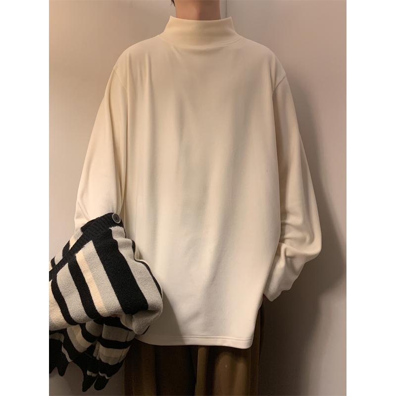 秋冬 メンズ 服 シンプル ファッション オシャレ 大人 かっこいい 大きいサイズ ストリート 紳士服 280 g セミ タートル カラー シャツ 秋冬 無地 カジュアル 長袖 T