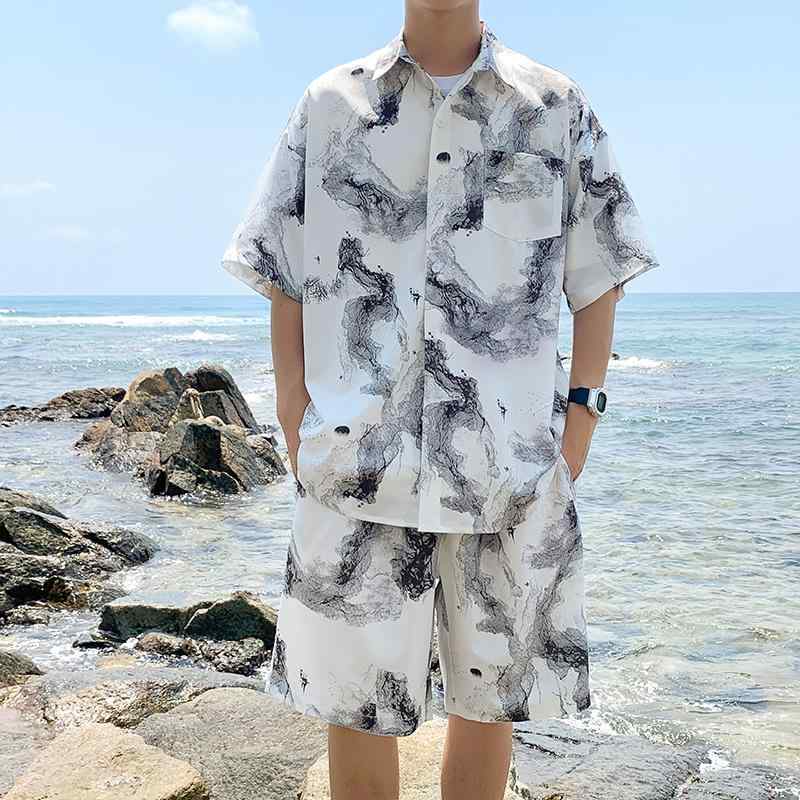 秋冬 メンズ 服 シンプル ファッション オシャレ 大人 かっこいい 大きいサイズ ストリート 紳士服 ビーチ シャツ スーツ 秋 ハワイアン バカンス バケーション カジュアル 半袖 パンツ