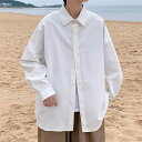 秋冬 メンズ 服 シンプル ファッション オシャレ 大人 かっこいい 大きいサイズ ストリート 紳士服 白 シャツ 長袖 薄手 ジャケット 無地 ゆったり オーバーサイズ プロフィール 日 防止