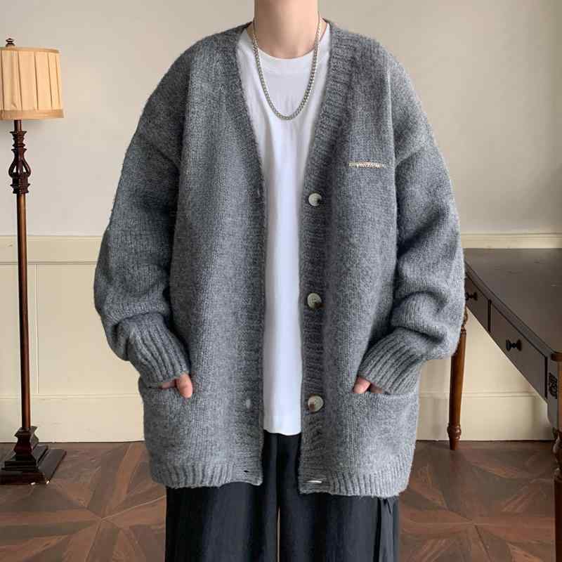 秋冬 メンズ 服 シンプル ファッション オシャレ 大人 かっこいい 大きいサイズ ストリート 紳士服 レター Vネック カーディガン セーター 秋冬 カップル シャツ ジャケット ニット