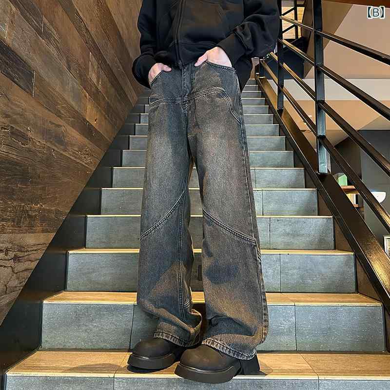 秋冬 メンズ 服 シンプル ファッション オシャレ 大人 かっこいい 大きいサイズ ストリート 紳士服 ジーンズ 春秋 アメリカン パンツ ストレート ワークウェア ワイド