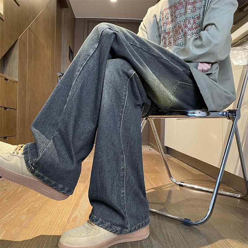 秋冬 メンズ 服 シンプル ファッション オシャレ 大人 かっこいい 大きいサイズ ストリート 紳士服 フィット ブーツ カット ジーンズ アメリカン レトロ トール ストリート ウォッシュ パンツ