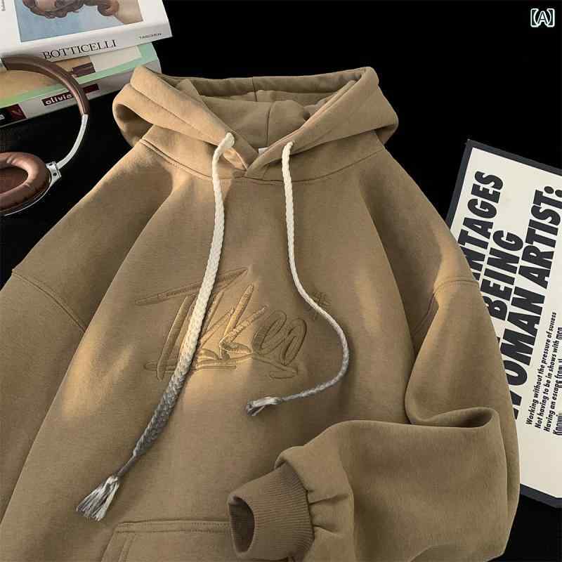 秋冬 メンズ 服 シンプル ファッション オシャレ 大人 かっこいい 大きいサイズ ストリート 紳士服 秋冬 フード付き スウェット シャツ 厚手 トップス アメリカン レトロ ジャケット