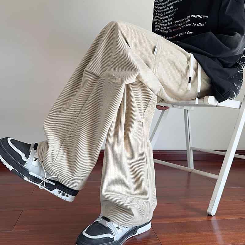 秋冬 メンズ 服 シンプル ファッション オシャレ 大人 かっこいい 大きいサイズ ストリート 紳士服 コア 傘 パンツ レトロ カジュアル ストレート ズボン ワイド レッグ