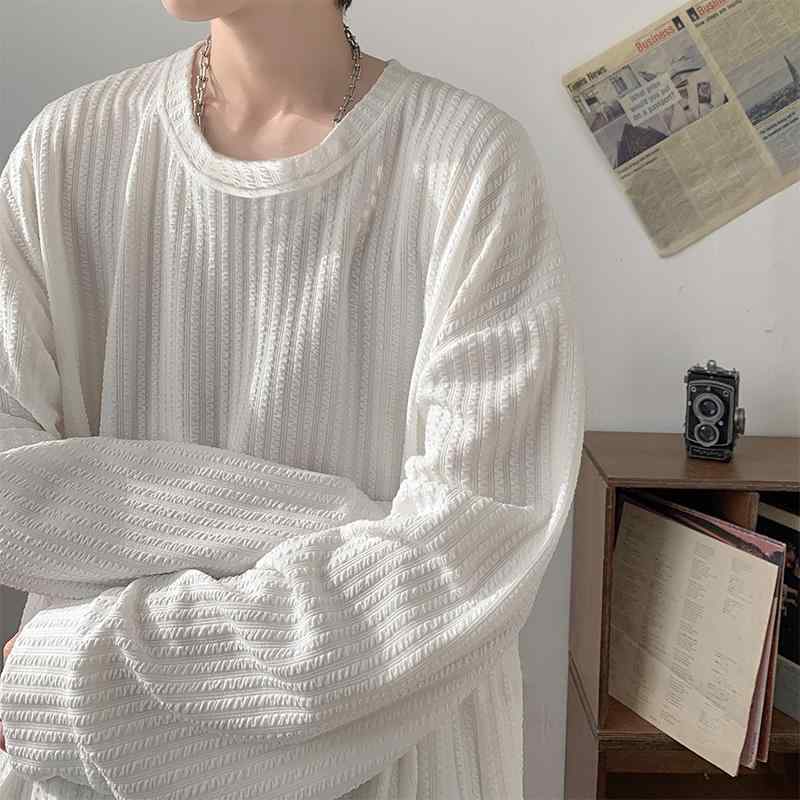 秋冬 メンズ 服 シンプル ファッション オシャレ 大人 かっこいい 大きいサイズ ストリート 紳士服 ホワイト スウェット シャツ インナー シャツ アメリカン ラウンドネック ジャケット