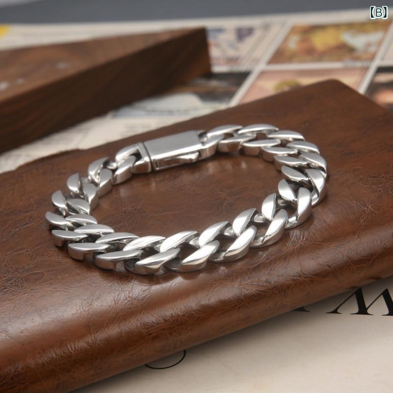 リコットのメンズ ユニセックス 喜平ブレスレット キューバチェーン シンプル｜アングル3