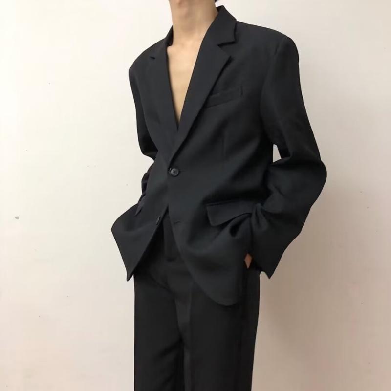 秋冬 コーデ メンズ 服 シンプル ファッション オシャレ 大人 かっこいい 大きいサイズ ストリート 紳士服 エコ レザー ブラック 単品 スーツ カジュアル